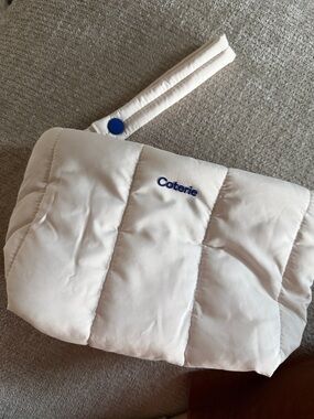 Coterie Quilted White Pouch w/ Blue Logo